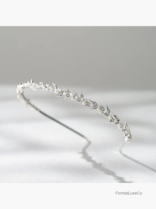 Rhinestone Crystal Pearl Headband for Women Wedding Bridal Hair Accessory Tiara main image 6